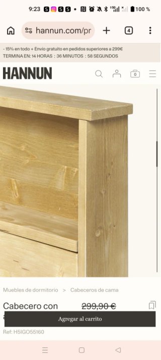 Cabecero de cama Hannun madera maciza olivo