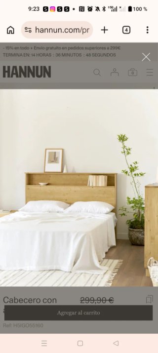 Cabecero de cama Hannun madera maciza olivo