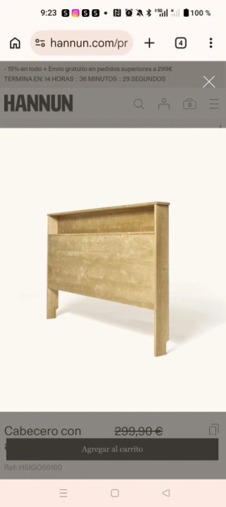 Cabecero de cama Hannun madera maciza olivo