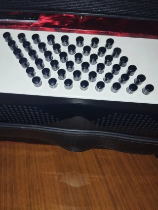 Acordeón rojo y blanco