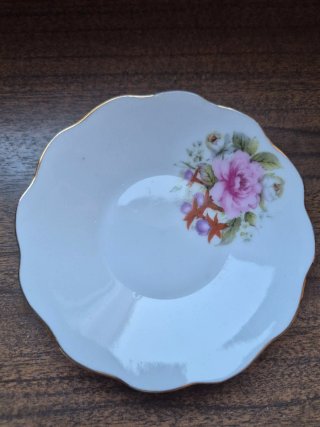 Juego Tazas y Platillos Porcelana Floral Rosa
