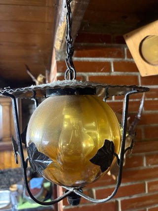Farolillo antiguo colgante cristal y metal
