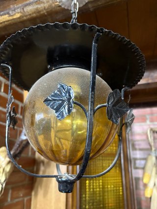 Farolillo antiguo colgante cristal y metal