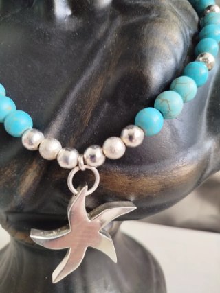 Collar Plata Ley Estrella Mar Turquesa