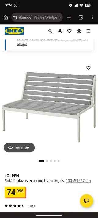 Sofá exterior Ikea Jolpen 2 plazas