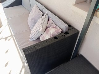 Conjunto Muebles Jardín Ratán Negro/Gris