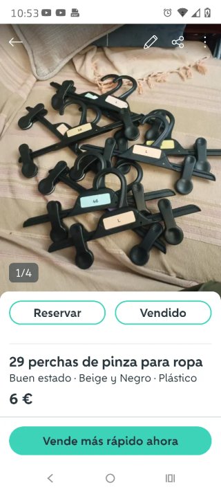 50 Perchas Pinzas Ropa Negro/Plateado