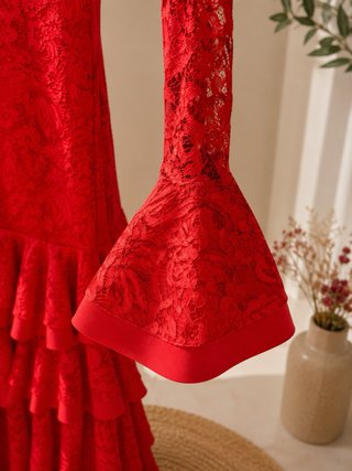 Traje de flamenca rojo con volantes
