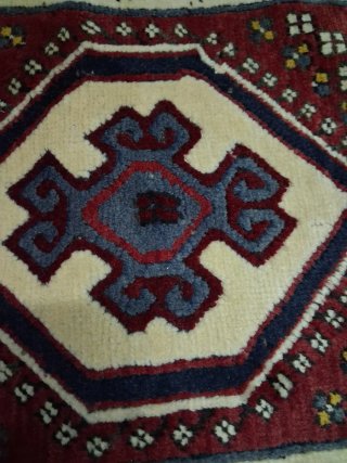 Alfombra Pasillo Lana Beige y Rojo Artesana