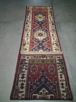 Alfombra Pasillo Lana Beige y Rojo Artesana