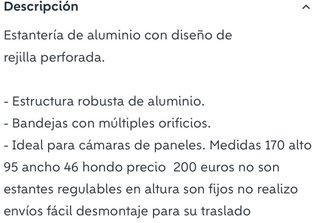 Estantería acero inoxidable cámaras