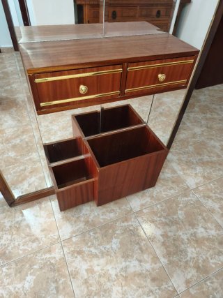 Recibidor madera maciza con espejo