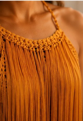 ✨ Vestido crochet artesanal con flecos | Pieza úni