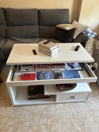 Mesa de centro elevable blanca