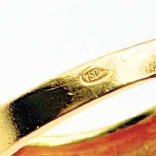 Anillo de oro de 18k circonitas, 4.59 g, T-21.