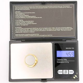 Anillo de oro de 18k circonitas, 4.59 g, T-21.
