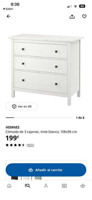 Cómoda Ikea Hemnes Blanca.