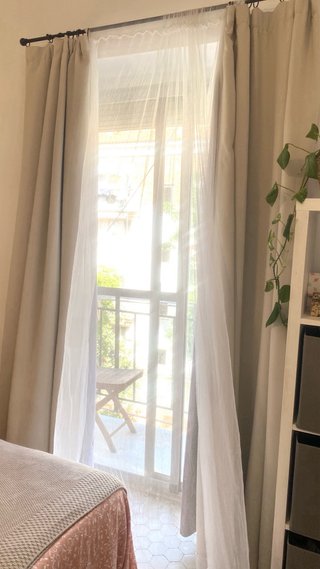 Cortinas opacas beige poliéster