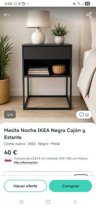 Mesita Noche Metal Ikea azul marino