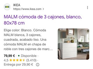 Cómoda IKEA MALM 3 cajones blanca
