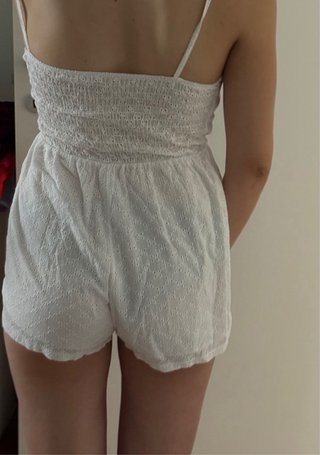 Tuta corta bianca cotone sangallo