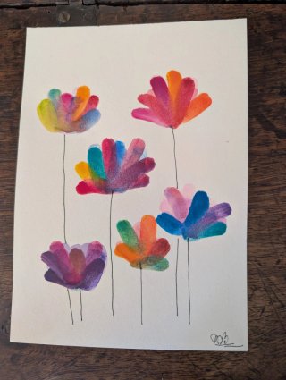 Acquerello fiori colorati dimensione A5