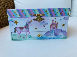 Caja Musical Joyero Unicornio Dorado y Rosa