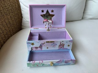 Caja Musical Joyero Unicornio Dorado y Rosa