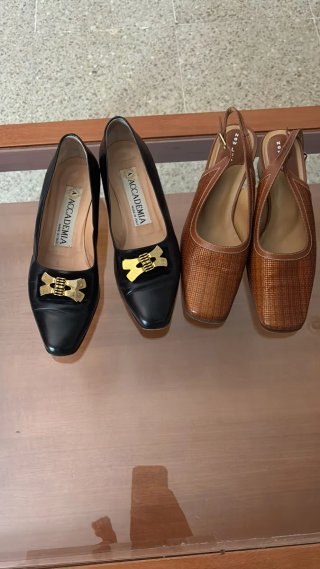 Zapatos vintage piel negros y marrones T.38