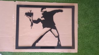 Cuadro Banksy Flower Thrower Metal Cristal