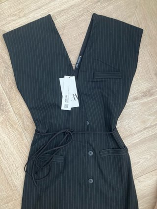 Vestido rayas marrón Zara Talla XS