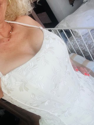 Vestido de Novia Beige/Blanco Se incluye cancán