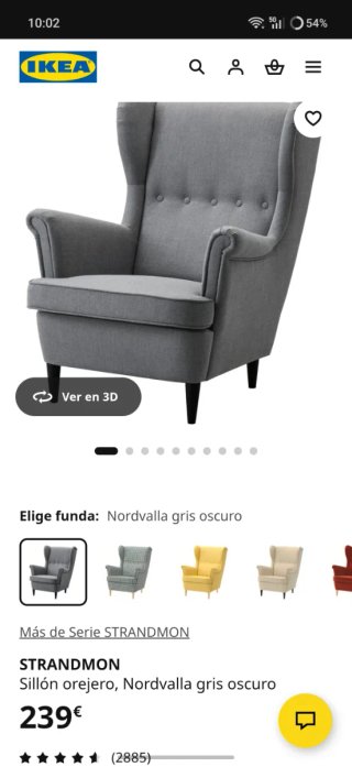 Sillón orejero Ikea beige tela