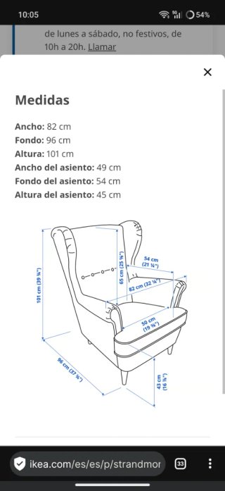 Sillón orejero Ikea beige tela
