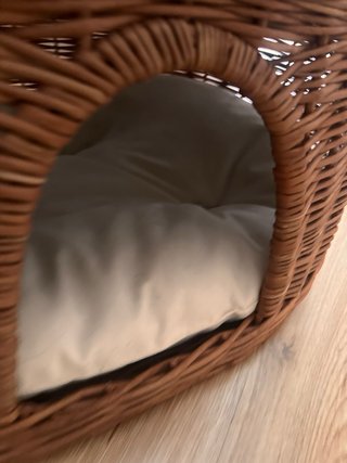 Cama doble mimbre para perros/gatos