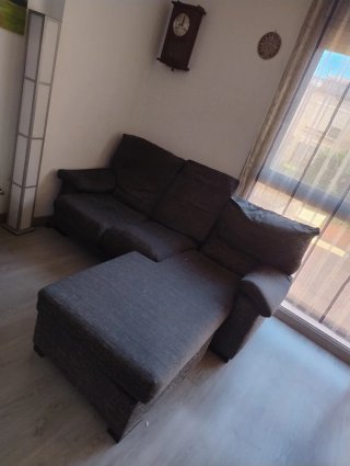 Sofá chaiselongue tela gris