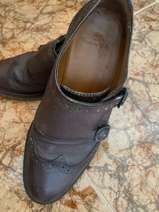 Zapatos Massimo Dutti Piel Marrón Doble Hebilla