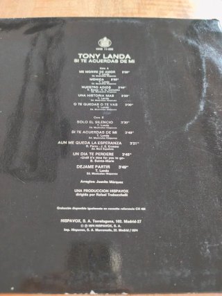 LP Vinilo Tony Landa - Si te acuerdas de mi