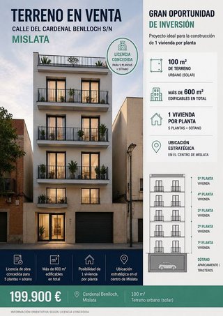 Terreno en venta en Cardenal Benlloch en Mislata