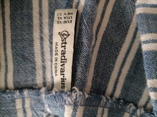 Pantaloni donna a righe blu e bianche