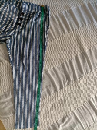 Pantaloni donna a righe blu e bianche