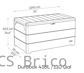 Baúl Arcón PVC 416 L Gris Oscuro - 70x129x62 cm - Duramax