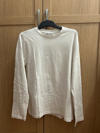 Camiseta Zara Básica Manga Larga Blanca