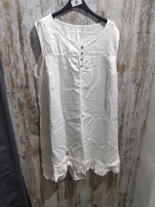 Vestido de lino blanco talla única