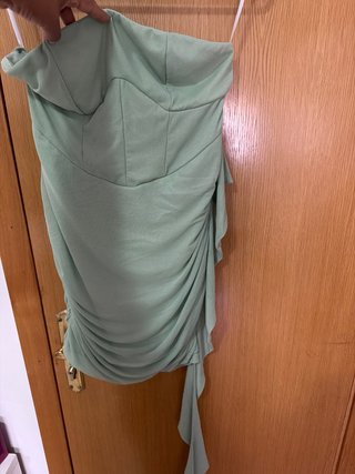 Vestido verde drapeado talla única