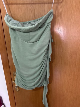 Vestido verde drapeado talla única