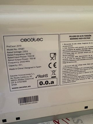 Microondas Cecotec Proclean 2010