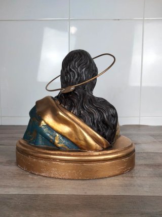 Talla Virgen Yeso Halo Dorado