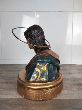 Talla Virgen Yeso Halo Dorado