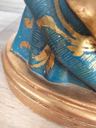 Talla Virgen Yeso Halo Dorado